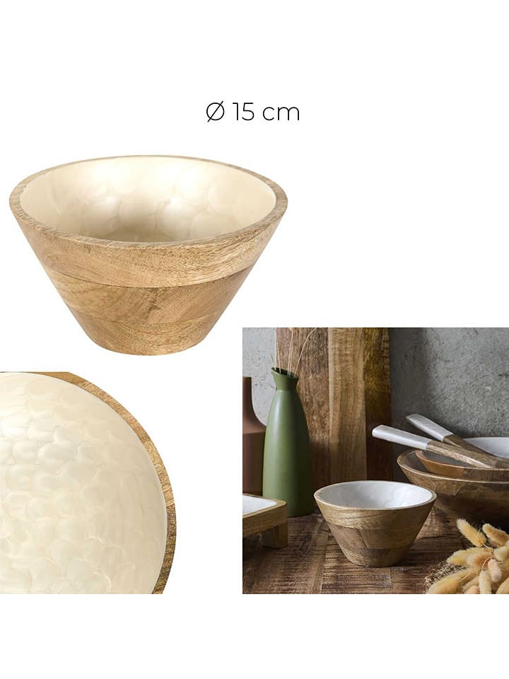 Ethnical Life Miska "Nerina" w kolorze jasnobrązowo-kremowym - Ø 15 cm rozmiar: onesize