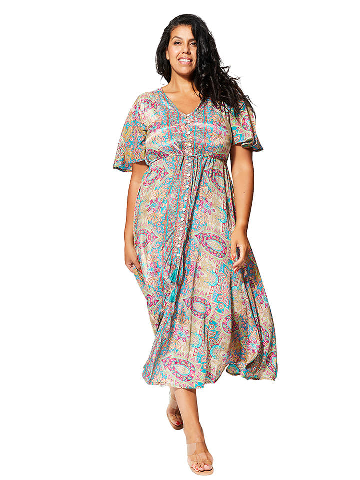 Aller Simplement Sukienka w kolorze błękitnym ze wzorem rozmiar: 50/52