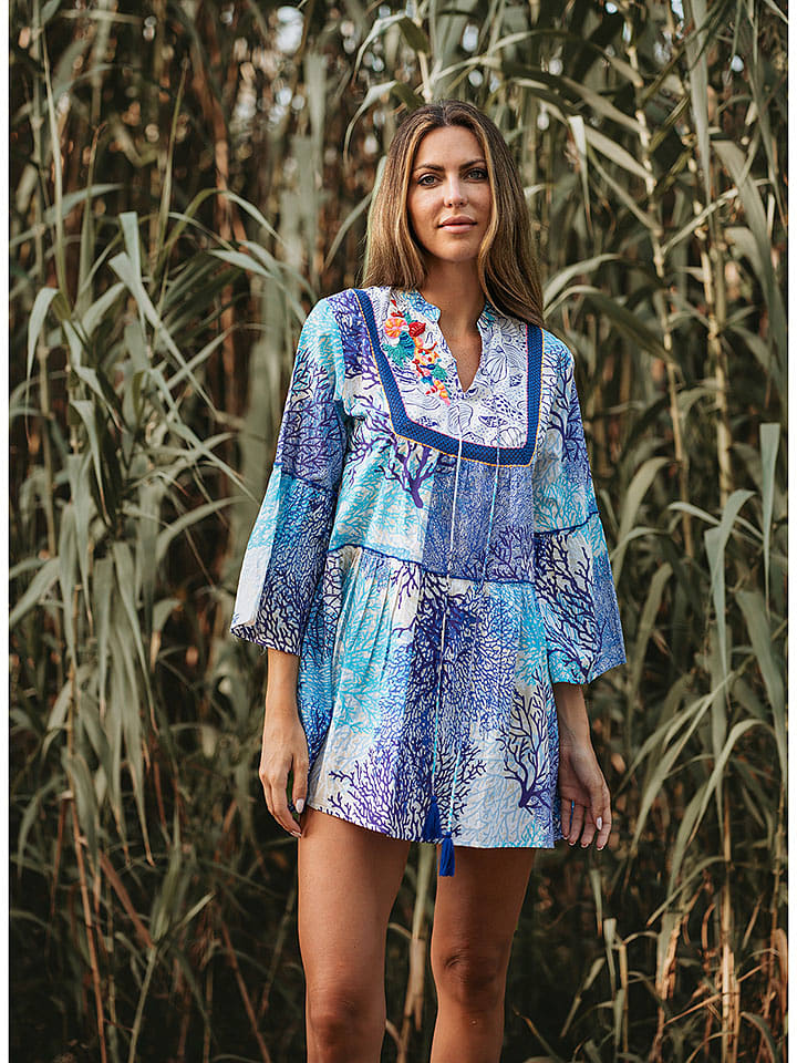 Isla Bonita by SIGRIS Sukienka w kolorze turkusowo-niebiesko-białym rozmiar: L