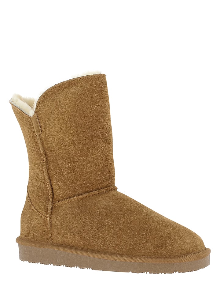 Gooce Skórzane kozaki zimowe "Breezy" w kolorze jasnobrązowym rozmiar: 38