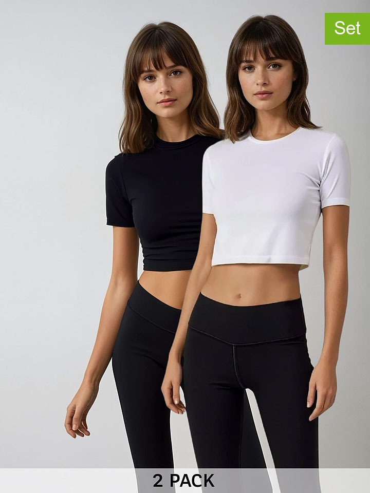 Weekday Koszulki (2 szt.) w kolorze czarnym i białym rozmiar: L