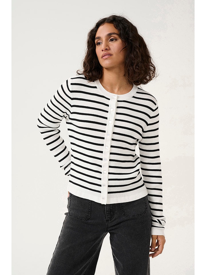 Kaffe Kardigan "Lilibeth" w kolorze biało-czarnym rozmiar: M