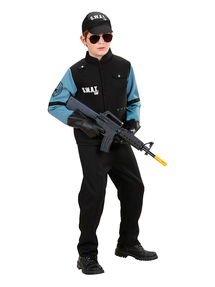 Carnival Party 3-częściowy kostium "S.W.A.T." w kolorze czarno-błękitnym rozmiar: 164