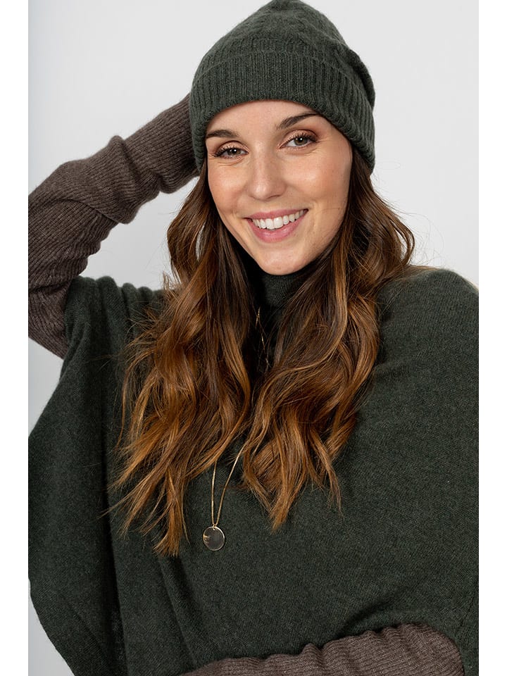 Perfect Cashmere Kaszmirowa czapka "Popi" w kolorze ciemnozielonym rozmiar: onesize