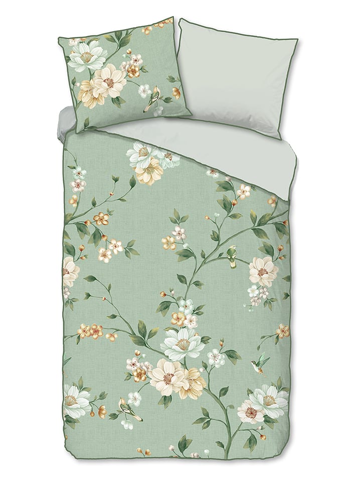 Descanso Komplet pościeli satynowej "Sizena" w kolorze turkusowym rozmiar: 155x220 cm