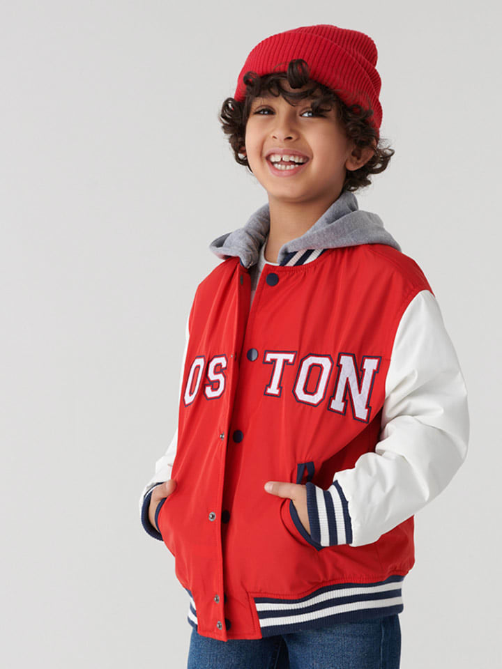 COOL CLUB Kurtka przejściowa w kolorze czerwono-szaro-kremowym rozmiar: 104