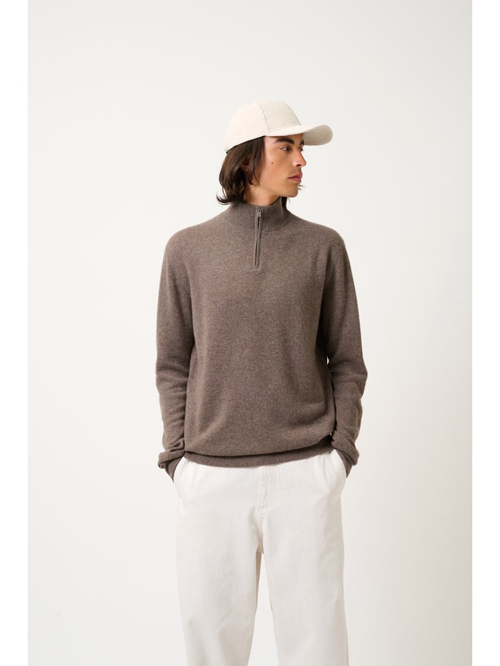 AUTHENTIC CASHMERE Kaszmirowy sweter "Ambin" w kolorze jasnobrązowym rozmiar: L