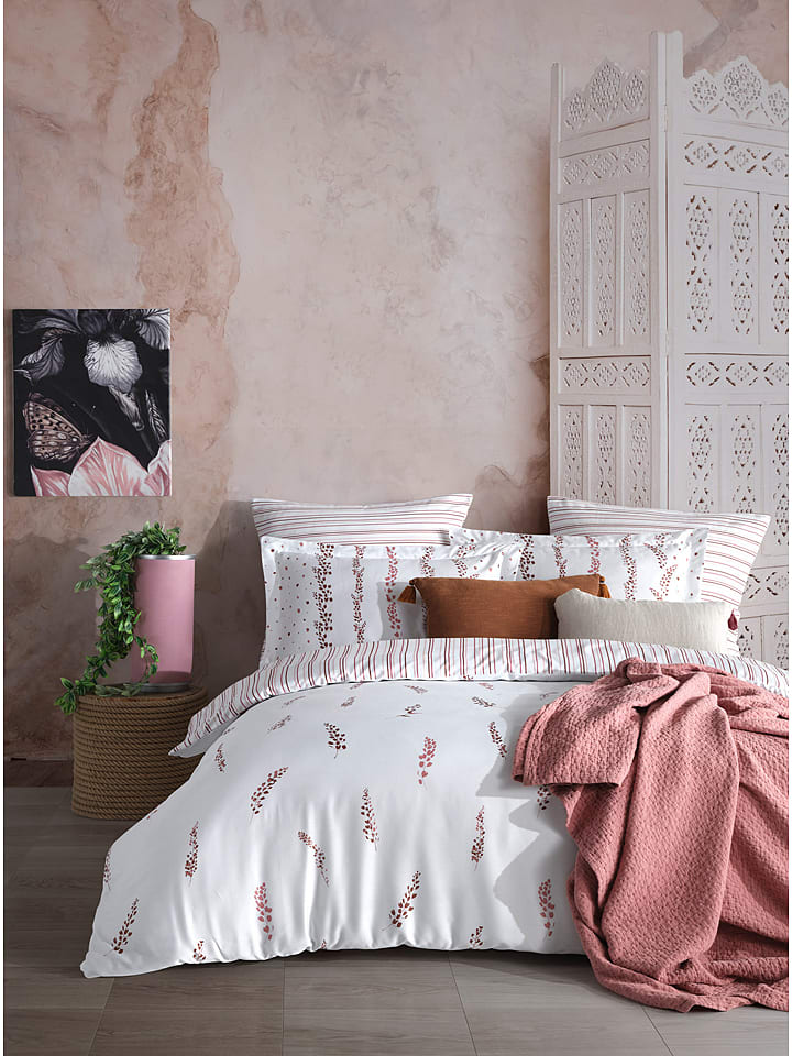 Colourful Cotton Komplet pościeli satynowej "Kilyos" w kolorze białym rozmiar: 135x200 cm