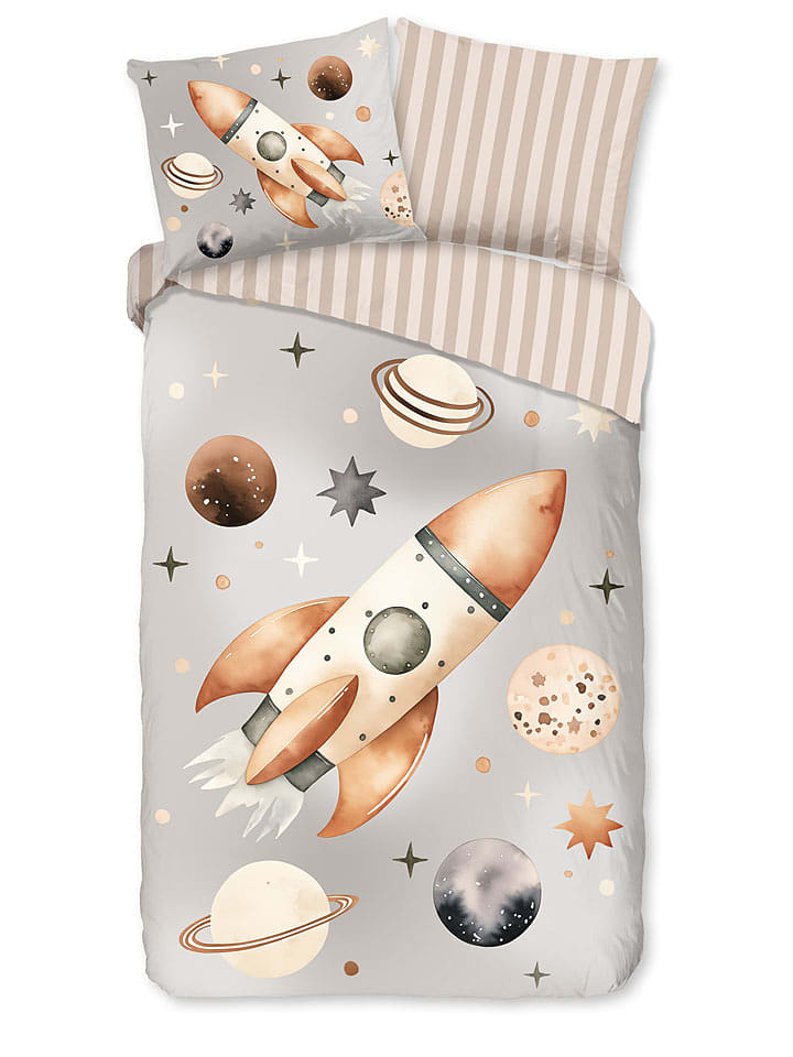 Good Morning Komplet pościeli "Explore" w kolorze szarym rozmiar: 140x200 cm