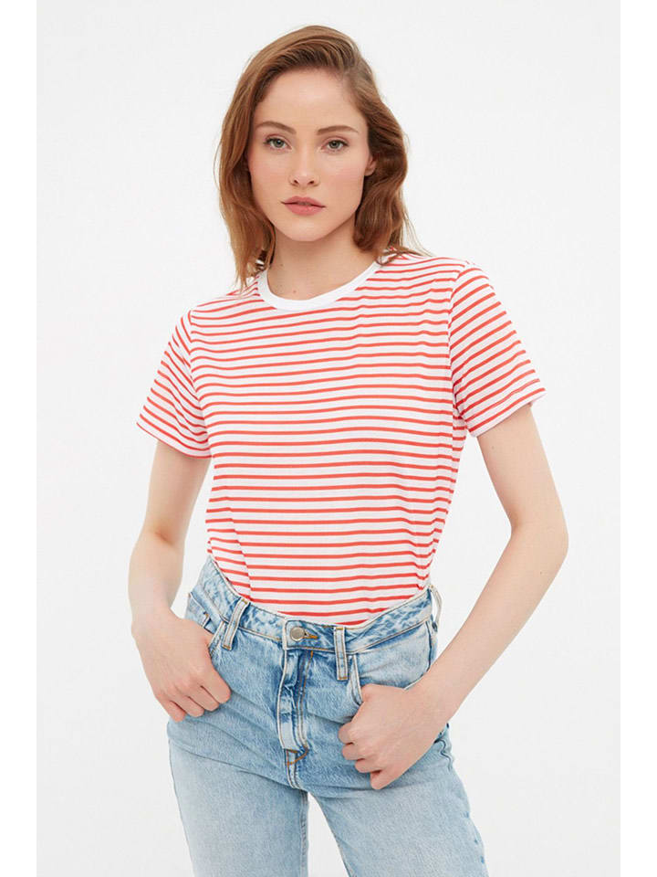 trendyol Koszulka w kolorze czerwono-białym rozmiar: M