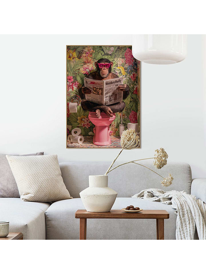 Orangewallz Druk artystyczny "Monkey Break" w ramce rozmiar: 50x70 cm