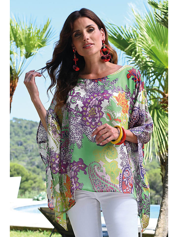 Bleu d'Azur Bluzka "Amalfi" w kolorze fioletowo-zielonym rozmiar: 48/50
