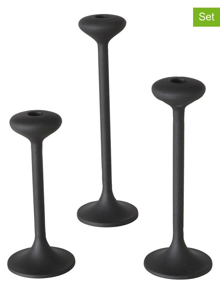 Boltze Świeczniki (3 szt.) "Leos" w kolorze czarnym rozmiar: onesize