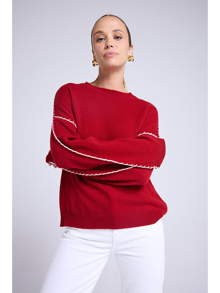 Maison Héritage Cashmere Kaszmirowy sweter w kolorze czerwonym rozmiar: L/XL