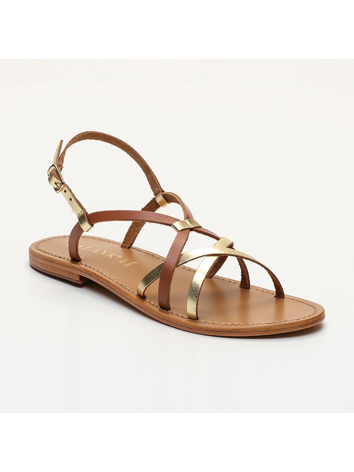 CALANK Skórzane sandały w kolorze złoto-jasnobrązowym rozmiar: 41