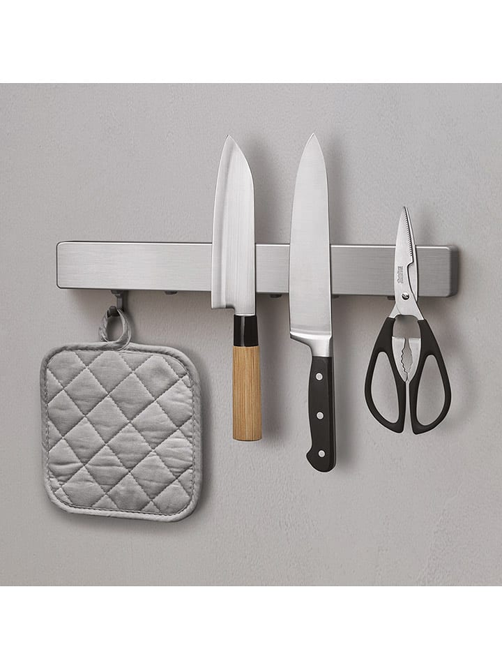 metaltex Blok "Metallika" w kolorze srebrnym na noże - 39 x 7 x 3 cm rozmiar: onesize