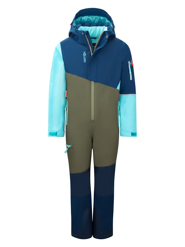 Trollkids Kombinezon zimowy "Hallingdal" w kolorze oliwkowo-niebiesko-antracytowym rozmiar: 92