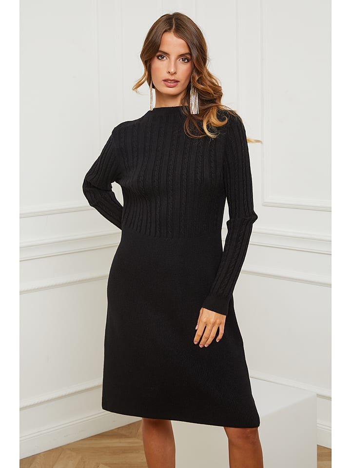 Joséfine Sukienka dzianinowa "Garcy" w kolorze czarnym rozmiar: XL