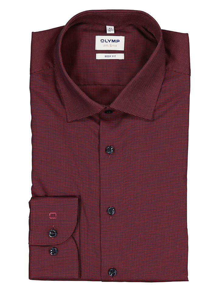 OLYMP Koszula "Level 5" - Body fit - w kolorze bordowym rozmiar: 38