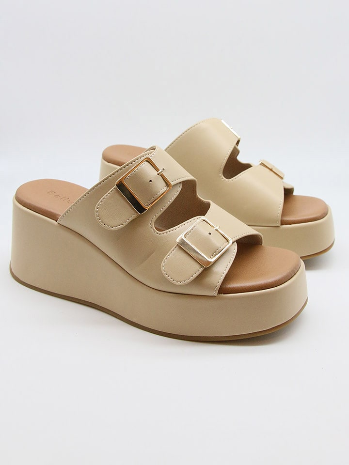 Bellucci Klapki w kolorze beżowym na koturnie rozmiar: 37