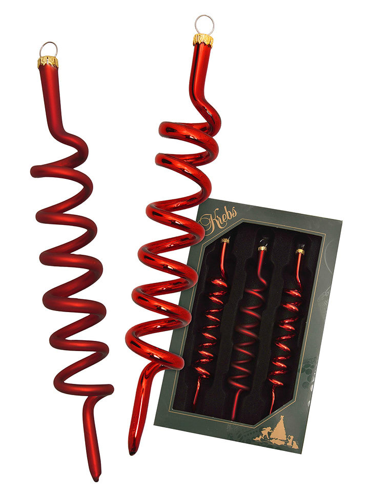 Krebs Glas Lauscha Ozdoby choinkowe (3 szt.) w kolorze czerwonym - wys. 14 cm rozmiar: onesize