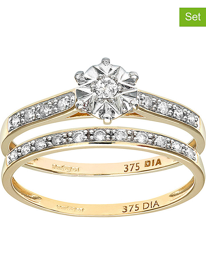 Revoni Złote pierścionki (2 szt.) z diamentami rozmiar: 53