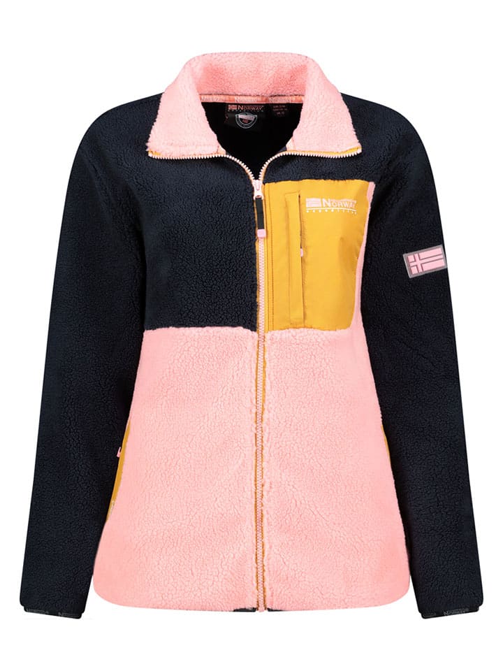 Geographical Norway Kurtka polarowa "Talexa" w kolorze czarno-jasnoróżowo-pomarańczowym rozmiar: XXL