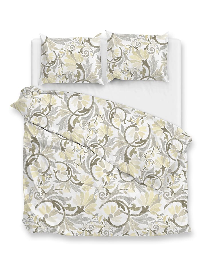 Zo!Home Komplet pościeli flanelowej "Amaury" w kolorze biało-szaro-zielonym rozmiar: 140x220 cm