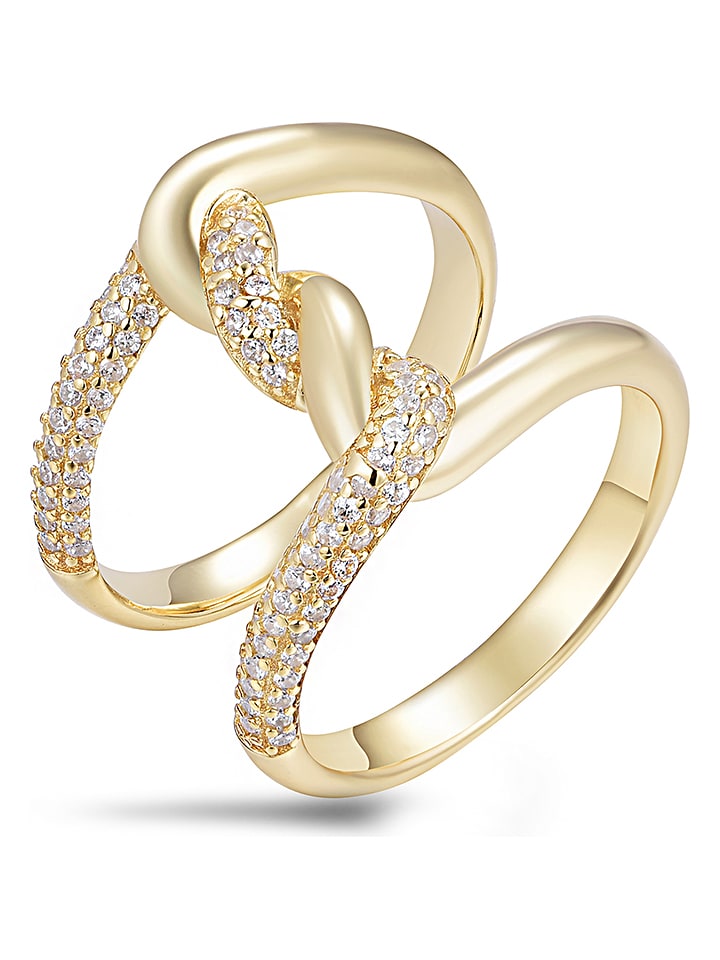 DI GIORGIO Pozłacany pierścionek z cyrkoniami rozmiar: 50