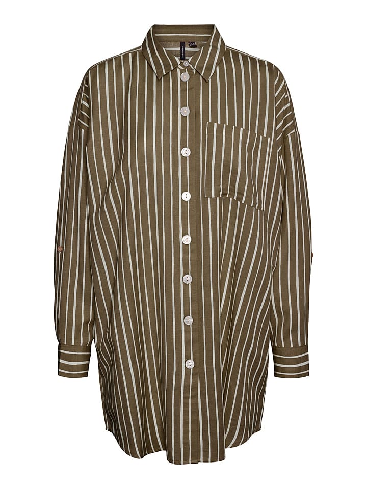 Vero Moda Koszula "Ilisa" w kolorze oliwkowo-białym rozmiar: XS