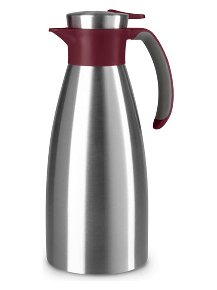 Emsa Dzbanek termiczny "Soft Grip" w kolorze srebrno-bordowym - 1,5 l rozmiar: onesize