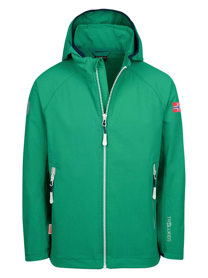 Trollkids Kurtka softshellowa "Kvalvika" w kolorze zielonym rozmiar: 98