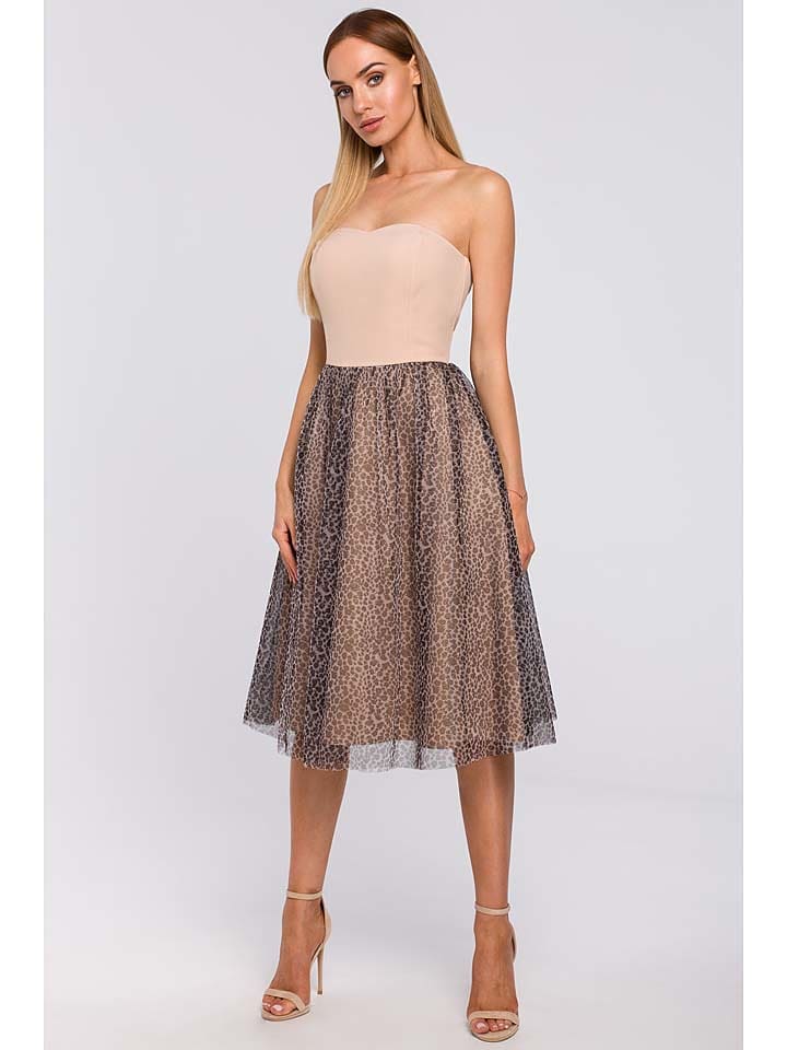 made of emotion Sukienka w kolorze beżowo-brązowym rozmiar: XXL