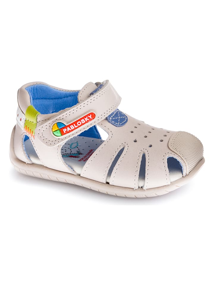 Pablosky Skórzane półsandały w kolorze kremowym rozmiar: 19