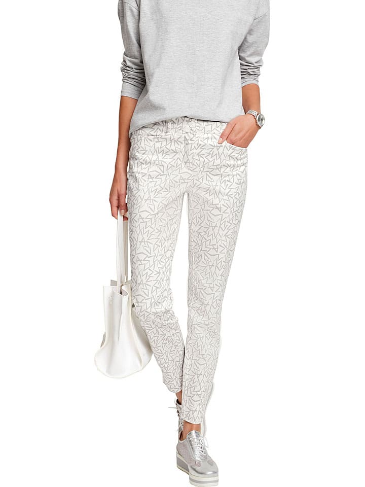 Heine Spodnie chino w kolorze szaro-białmy rozmiar: 38