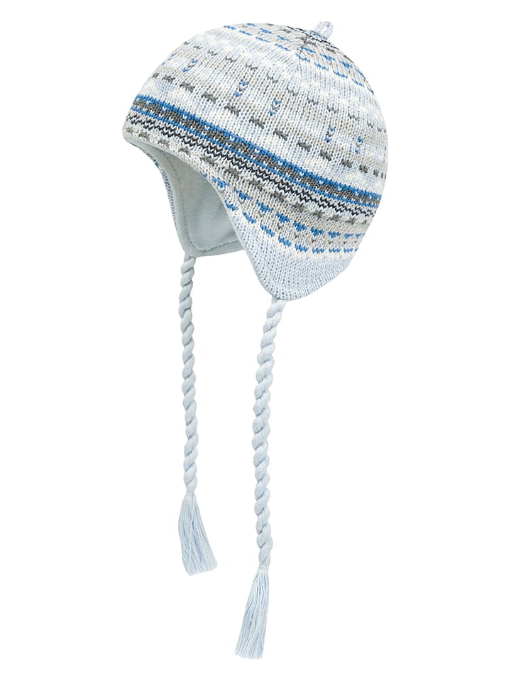 Döll Dzianinowa czapka w kolorze błękitno-jasnoszarym rozmiar: 47 cm