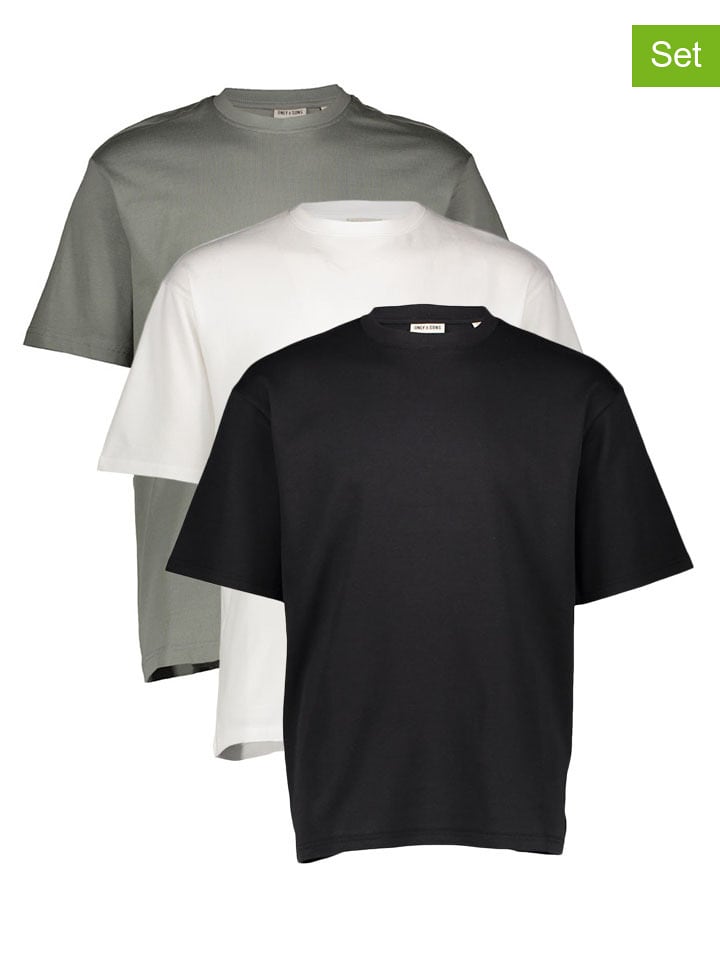ONLY & SONS Koszulki (3 szt.) w kolorze zielonym, białym i czarnym rozmiar: XL