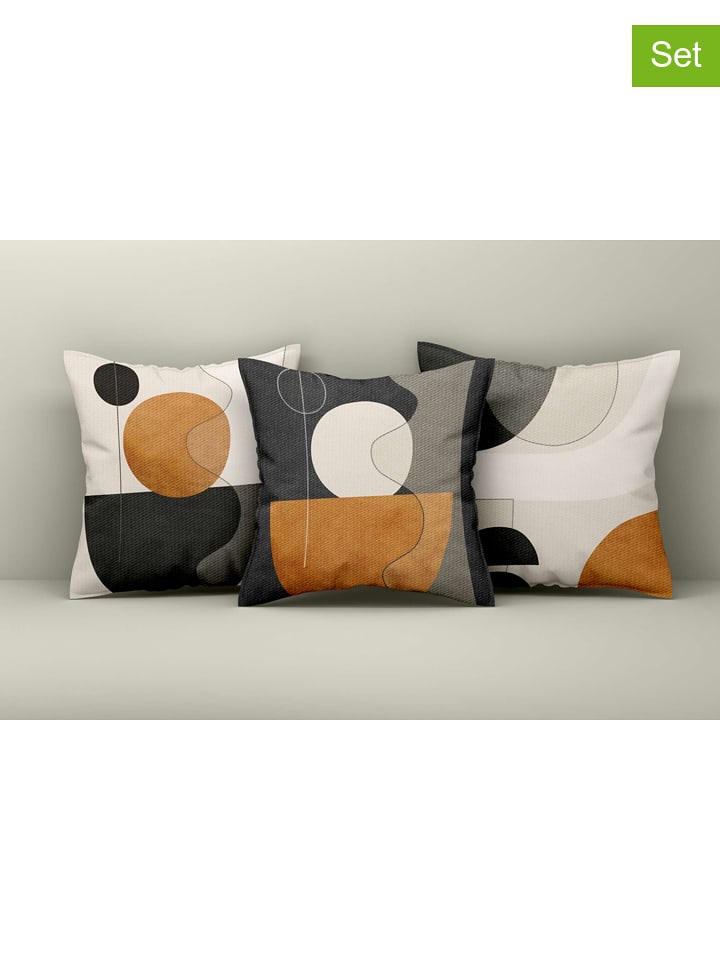 Wallity Poszewki (3 szt.) w kolorze kremowo-jasnobrązowo-czarnym na poduszkę rozmiar: 43x43 cm