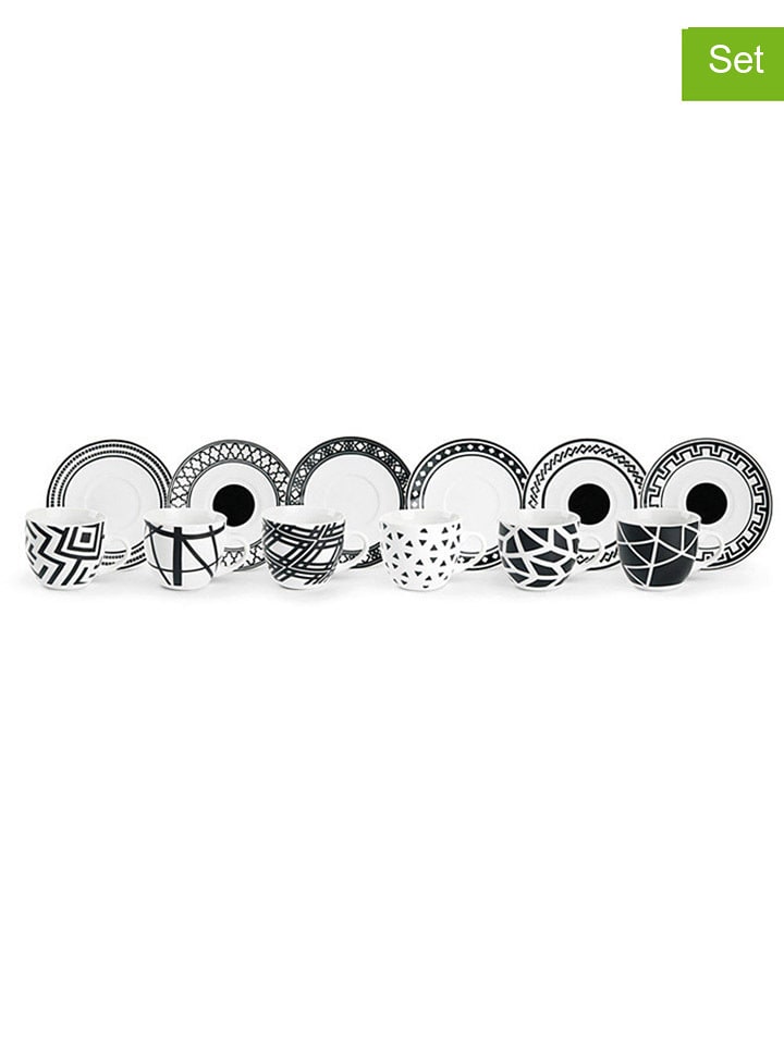 Trendy Kitchen by EXCÉLSA Filiżanki (6 szt.) w kolorze czarno-białym do espresso rozmiar: onesize