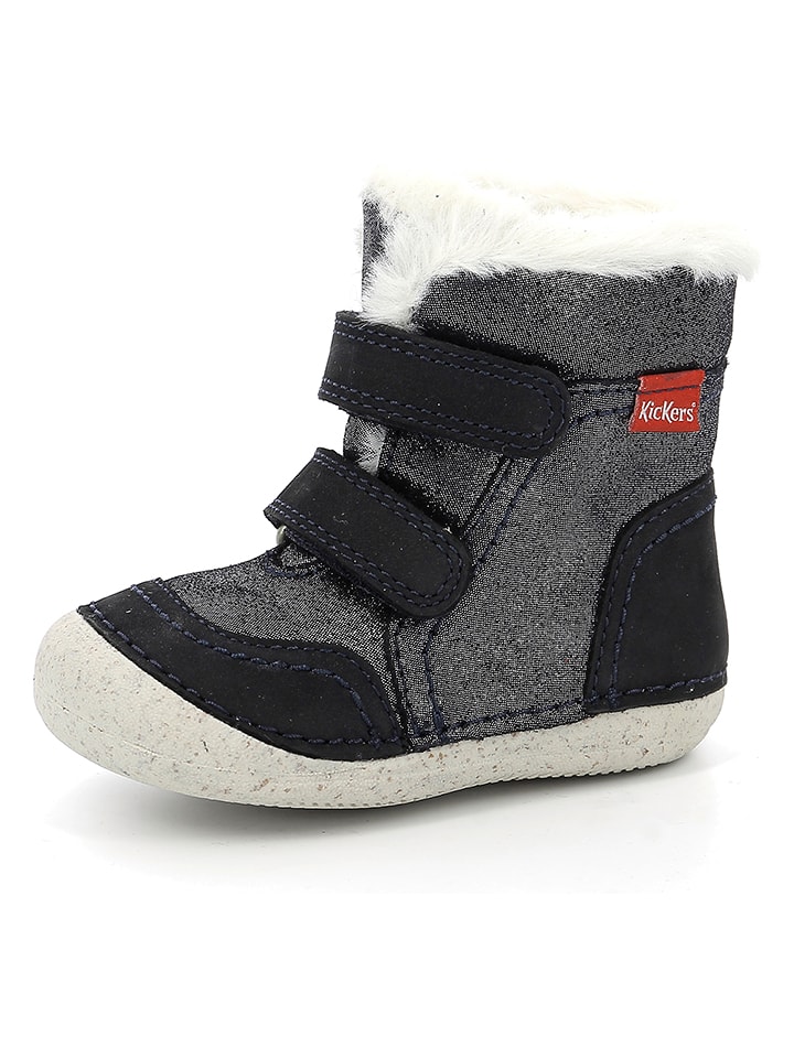 Kickers Skórzane kozaki zimowe "Sosnowkro" w kolorze granatowo-szarym rozmiar: 24