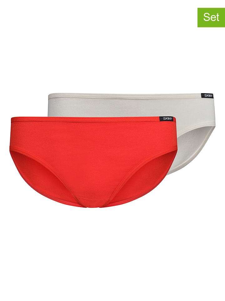 Skiny Majtki (2 pary) w kolorze kremowym i czerwonym rozmiar: 176