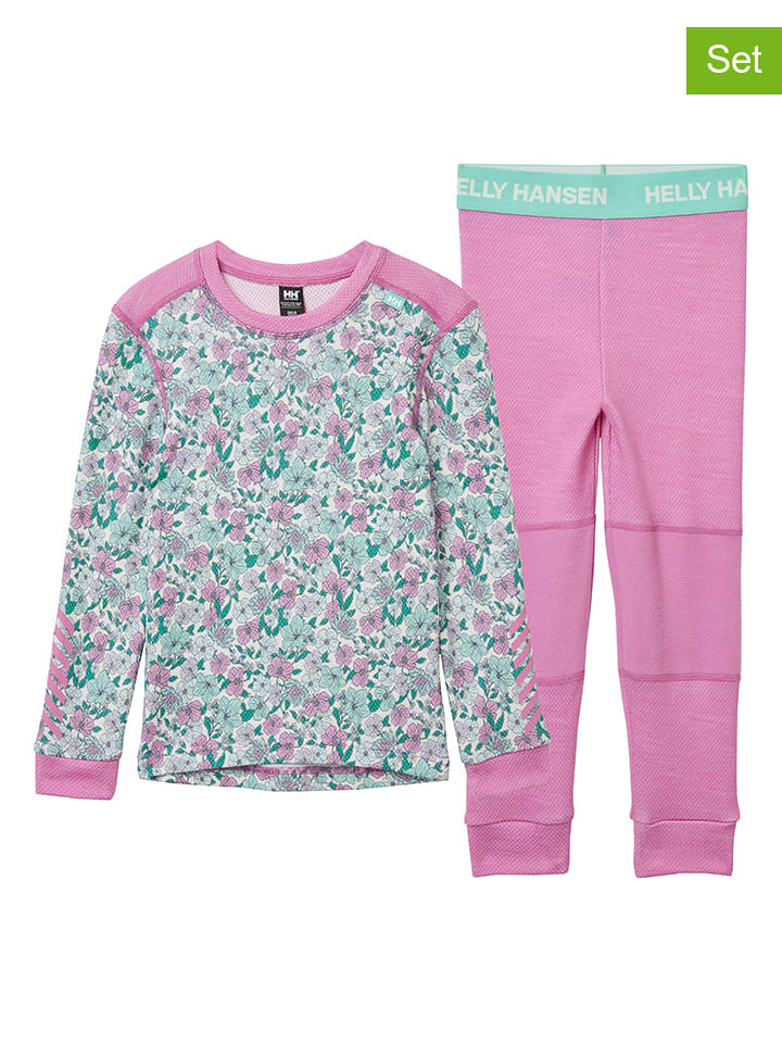 Helly Hansen 2-częściowy zestaw funkcyjny "Lifa" w kolorze różowo-turkusowym rozmiar: 98