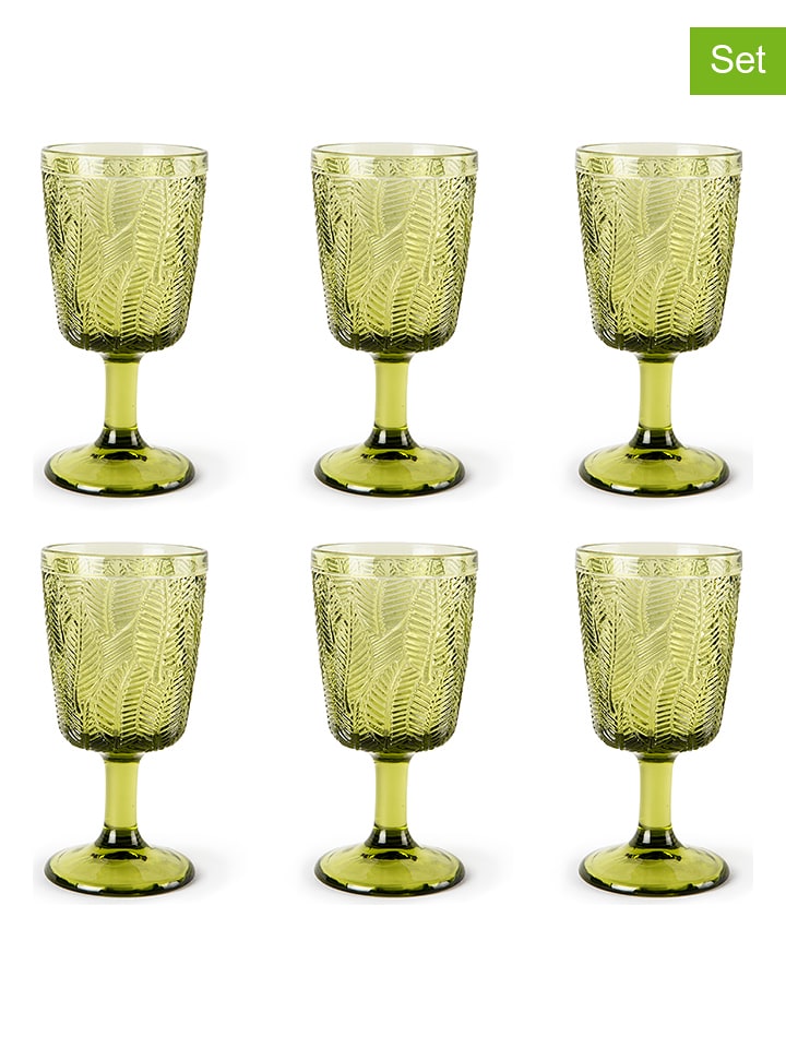 Trendy Kitchen by EXCÉLSA Kieliszki (6 szt.) w kolorze zielonym - 300 ml rozmiar: onesize