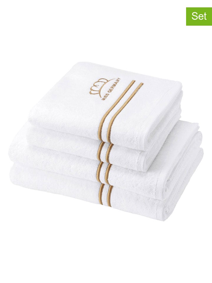 Egeria Ręczniki (2 szt.) "Miss Germany" w kolorze biało-złotym do rąk rozmiar: 50x100 cm