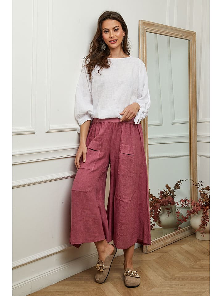 Plume Lniane kuloty "Rodnal" w kolorze jagodowym rozmiar: XL