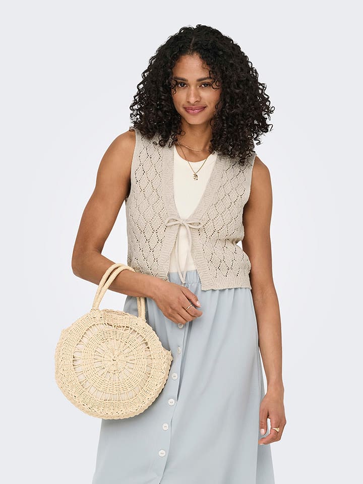 ONLY Kamizelka dzianinowa w kolorze beżowym rozmiar: S