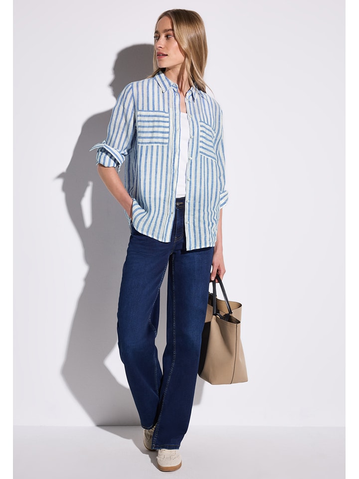 Street One Lniana koszula w kolorze niebiesko-białym rozmiar: 36