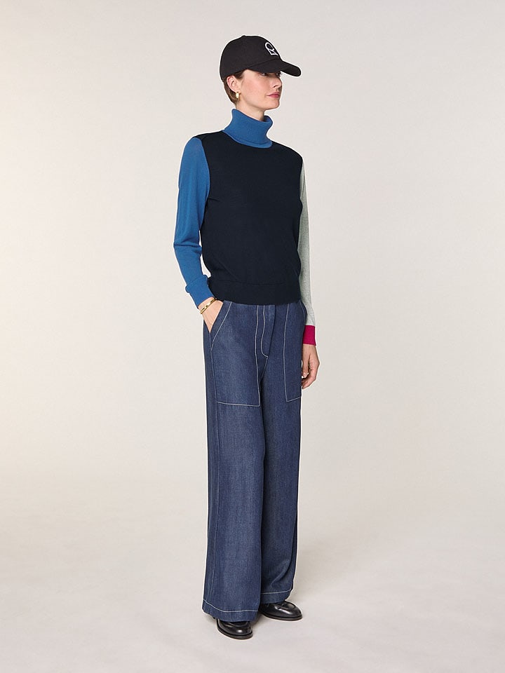 Rodier Wełniany sweter w kolorze czarno-niebiesko-szarym rozmiar: XL