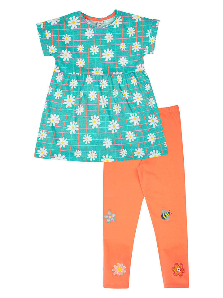 Frugi 2-częściowy zestaw "Delilah" w kolorze turkusowo-pomarańczowo-białym rozmiar: 68/74