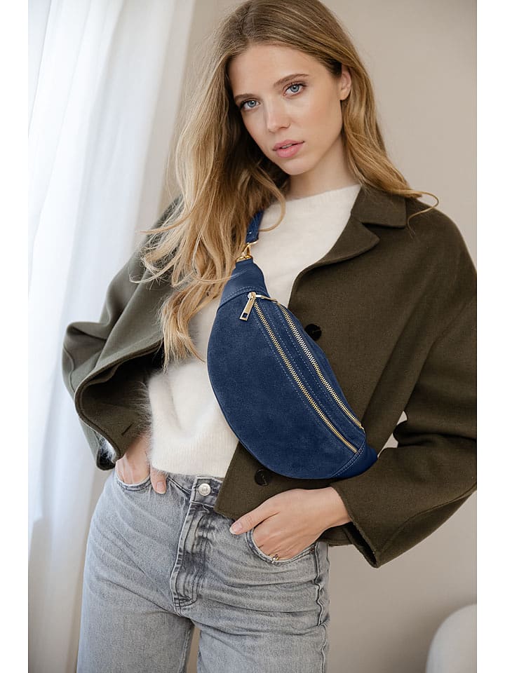 Anna Morellini Skórzana saszetka "Carola" w kolorze granatowym - 32 x 16 x 9,5 cm rozmiar: onesize